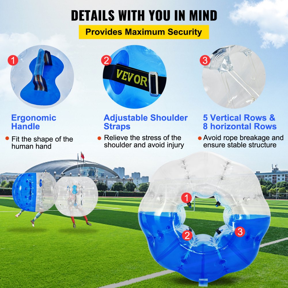 VEVOR Inflatable Bumper Ball 5 FT / 1.5M Diameter, Bubble Soccer Ball, Blow It Up in 5 Min, Inflatable Zorb Ball for Adults or Children (5 FT, Blue) 