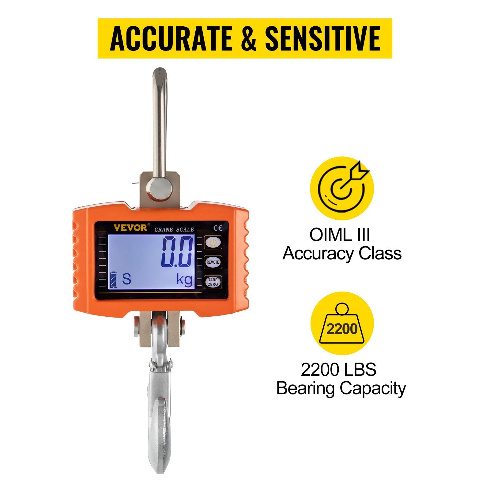 1000KG 2200LBS Aluminum Digital Crane Scale heavy Duty Hanging Scale 