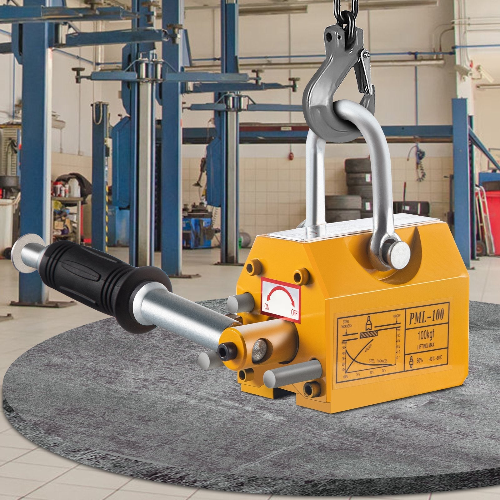 VEVOR Magnetic Lifter, 220lbs Pulling Capacity Steel Lifting Magnet, 100KG Permanent Lift Hoist Shop Crane with Handle, Heavy Duty Metal Lifting Magnet for Material Lifting Equipment 