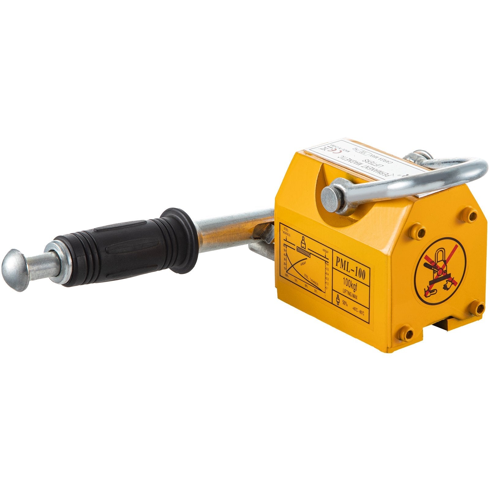 VEVOR Magnetic Lifter, 220lbs Pulling Capacity Steel Lifting Magnet, 100KG Permanent Lift Hoist Shop Crane with Handle, Heavy Duty Metal Lifting Magnet for Material Lifting Equipment 