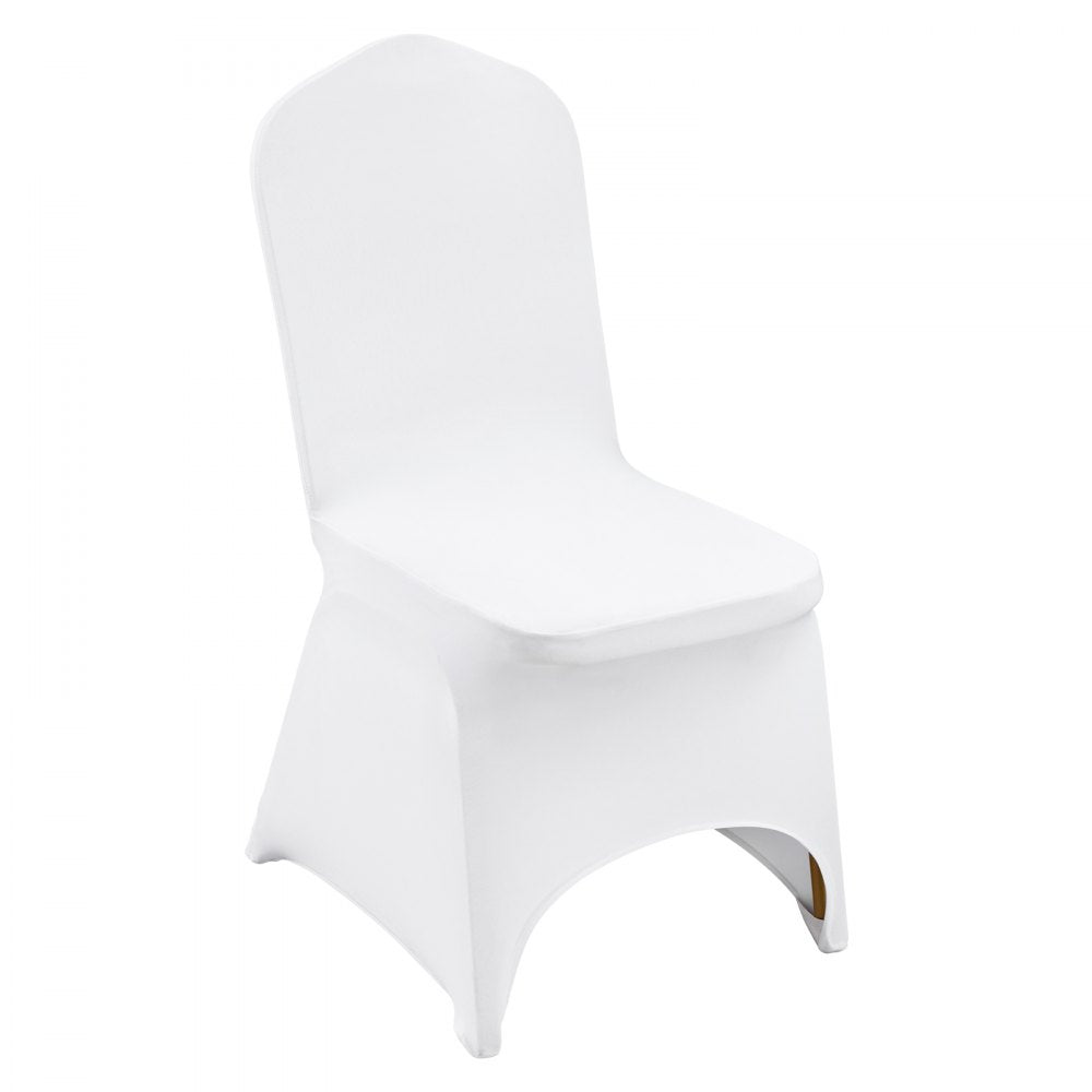 VEVOR Stretch Spandex Folding Chair Covers, Universal Fitted Arched Front Cover, Removable Washable Protective Slipcovers, for Wedding, Holiday, Banquet, Party, Celebration, Dining (100PCS White) 