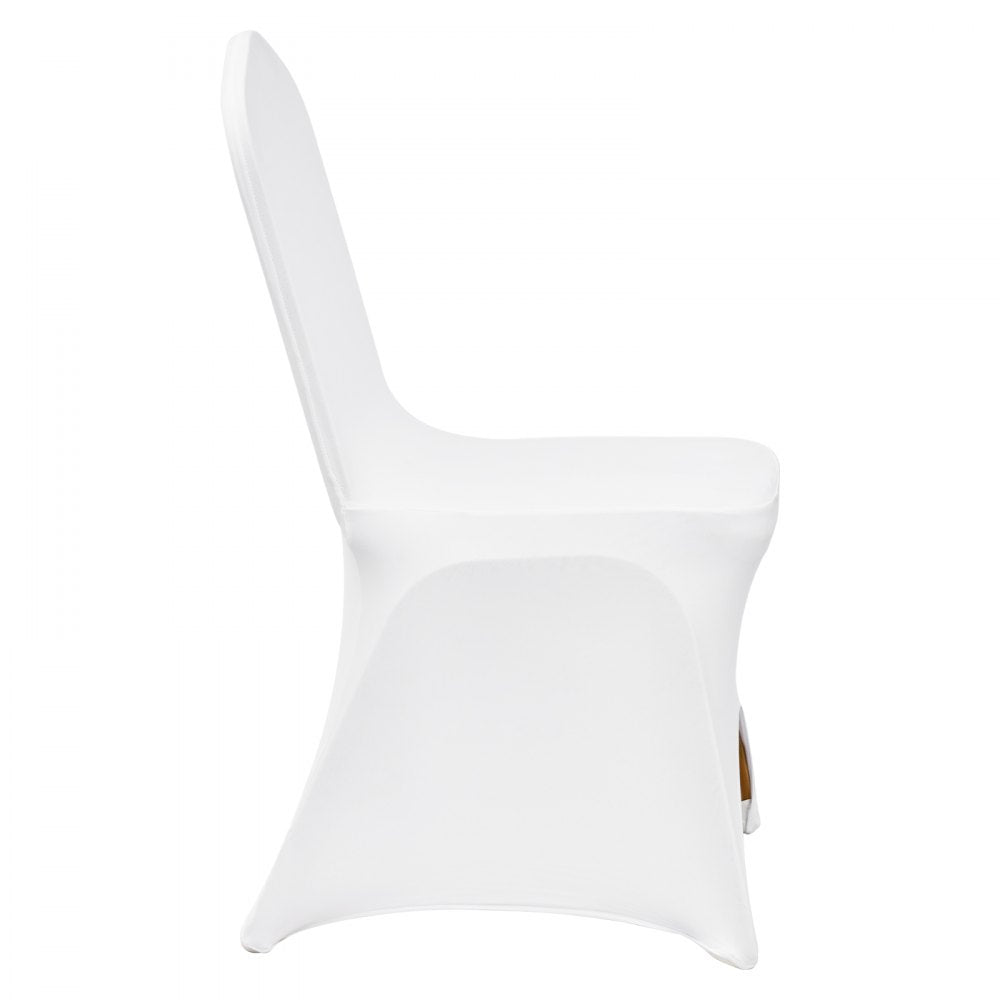 VEVOR Stretch Spandex Folding Chair Covers, Universal Fitted Arched Front Cover, Removable Washable Protective Slipcovers, for Wedding, Holiday, Banquet, Party, Celebration, Dining (100PCS White) 