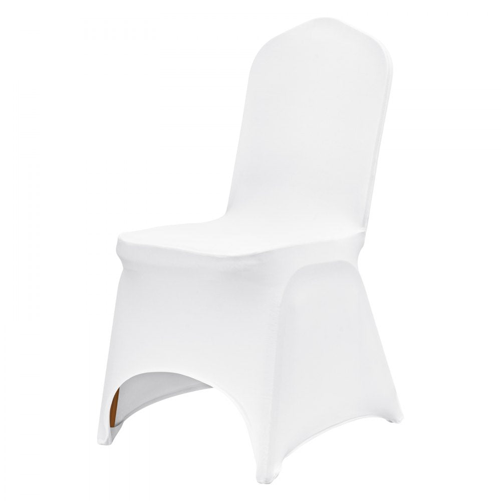 VEVOR Stretch Spandex Folding Chair Covers, Universal Fitted Arched Front Cover, Removable Washable Protective Slipcovers, for Wedding, Holiday, Banquet, Party, Celebration, Dining (100PCS White) 