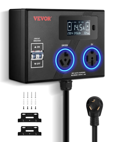 VEVOR NEMA Splitter for Dryer and EV NEMA 10-30P 10-30R/14-50R 3.4'' LCD Screen 