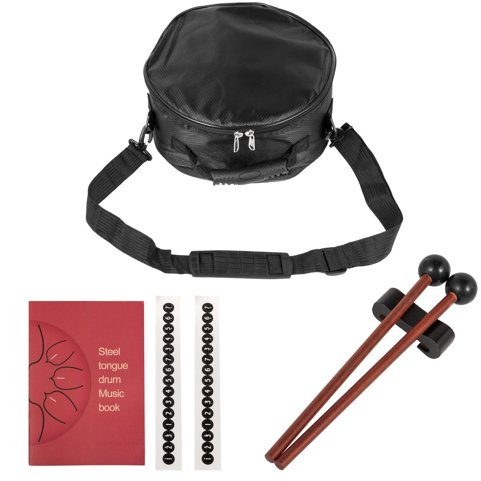 VEVOR Steel Tongue Drum 11 Notes 10 Inches Dia Tongue Drum Black Handpan Drum Notes Percussion Instrument Steel Drums Instruments with Bag, Book, Mallets, Mallet Bracket 