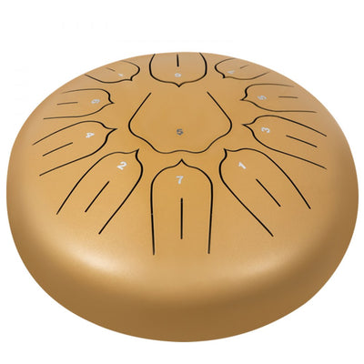 VEVOR Steel Tongue Drum 11 Notes 10 Inches Dia Lotus type Tongue Drum Golden Handpan Drum Notes Percussion Instrument Steel Drums Instruments with Bag, Music Book, Mallets, Mallet Bracket 