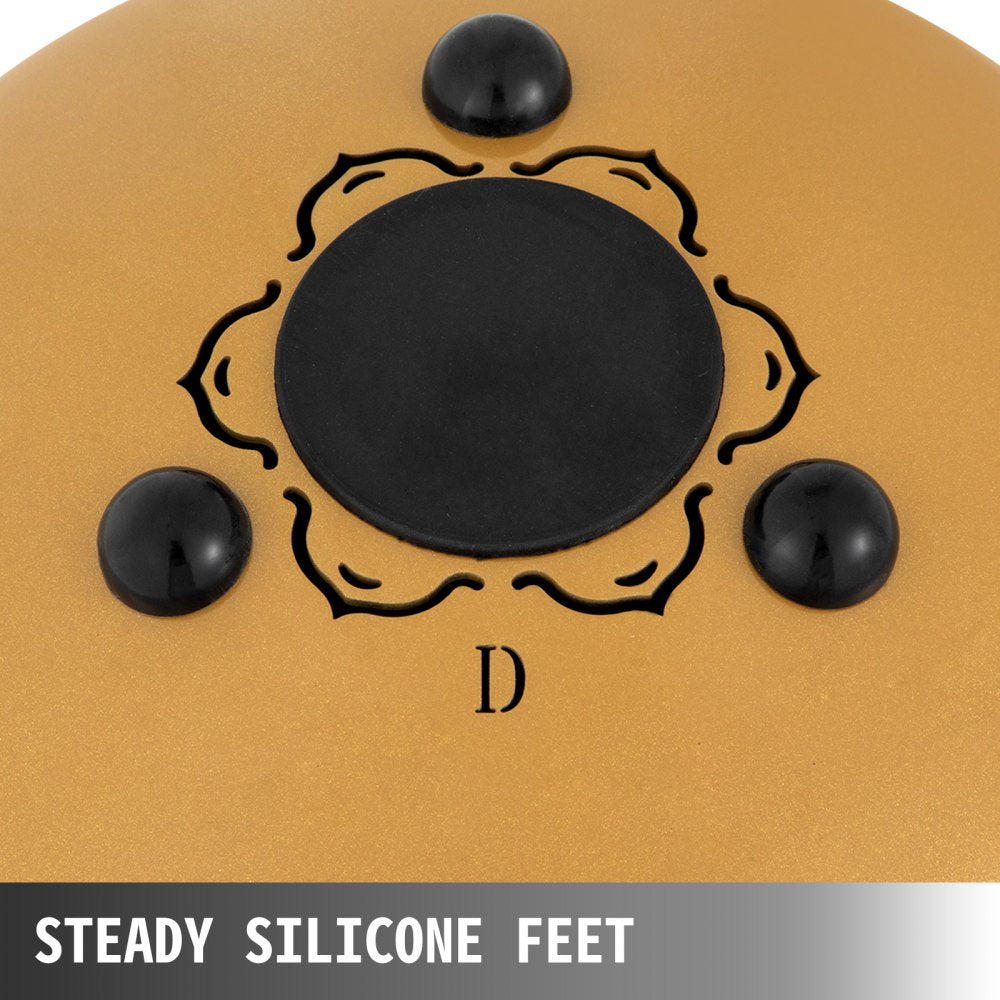 VEVOR Steel Tongue Drum 11 Notes 10 Inches Dia Lotus type Tongue Drum Golden Handpan Drum Notes Percussion Instrument Steel Drums Instruments with Bag, Music Book, Mallets, Mallet Bracket 