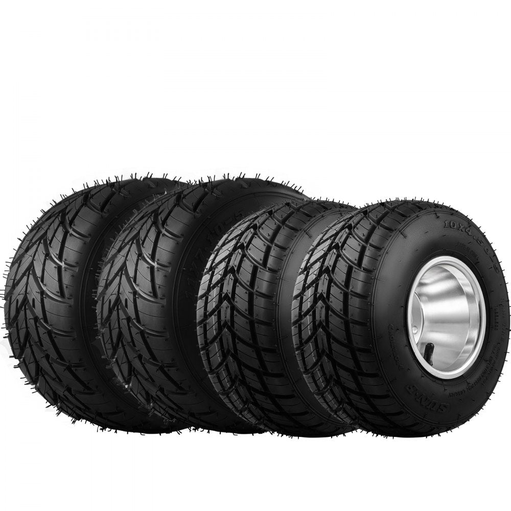 VEVOR Go Kart Tires and Rims 4pcs, Go Cart Wheels and Tires 10"x 4.50" Front, 11"x 6.0" Rear HUB- Rim fit Bolt pattern 58mm with 3hole 