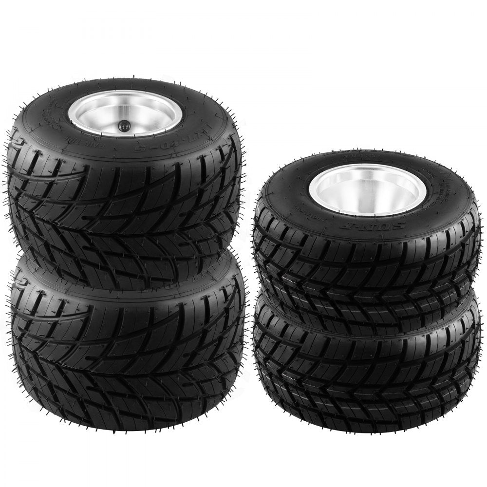 VEVOR Go Kart Tires and Rims 4pcs, Go Cart Wheels and Tires 10"x 4.50" Front, 11"x 6.0" Rear HUB- Rim fit Bolt pattern 58mm with 3hole 