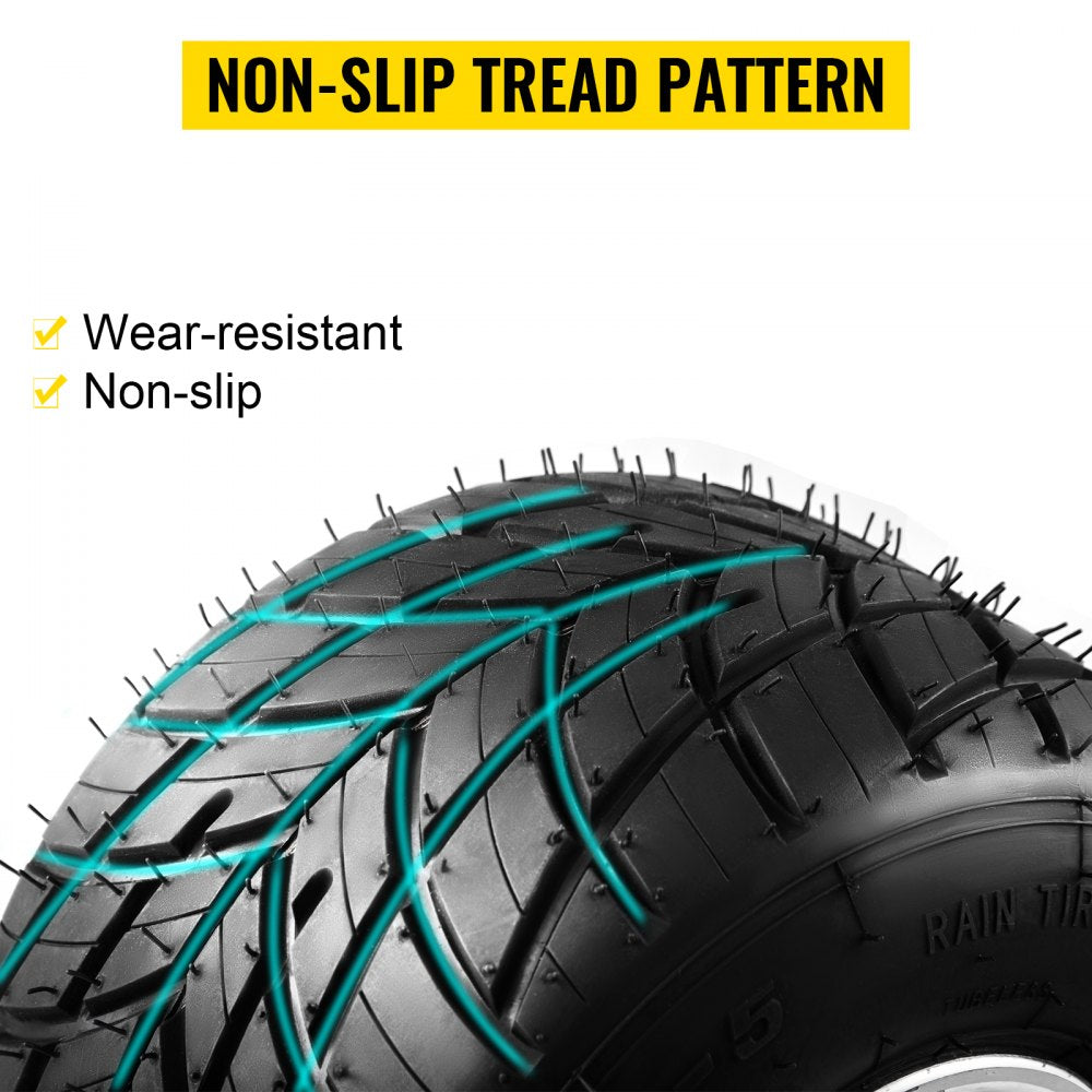 VEVOR Go Kart Tires and Rims 4pcs, Go Cart Wheels and Tires 10"x 4.50" Front, 11"x 6.0" Rear HUB- Rim fit Bolt pattern 58mm with 3hole 