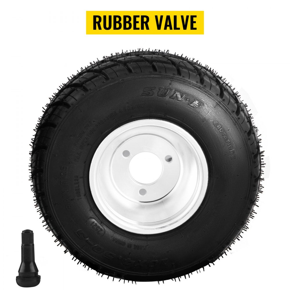 VEVOR Go Kart Tires and Rims 4pcs, Go Cart Wheels and Tires 10"x 4.50" Front, 11"x 6.0" Rear HUB- Rim fit Bolt pattern 58mm with 3hole 