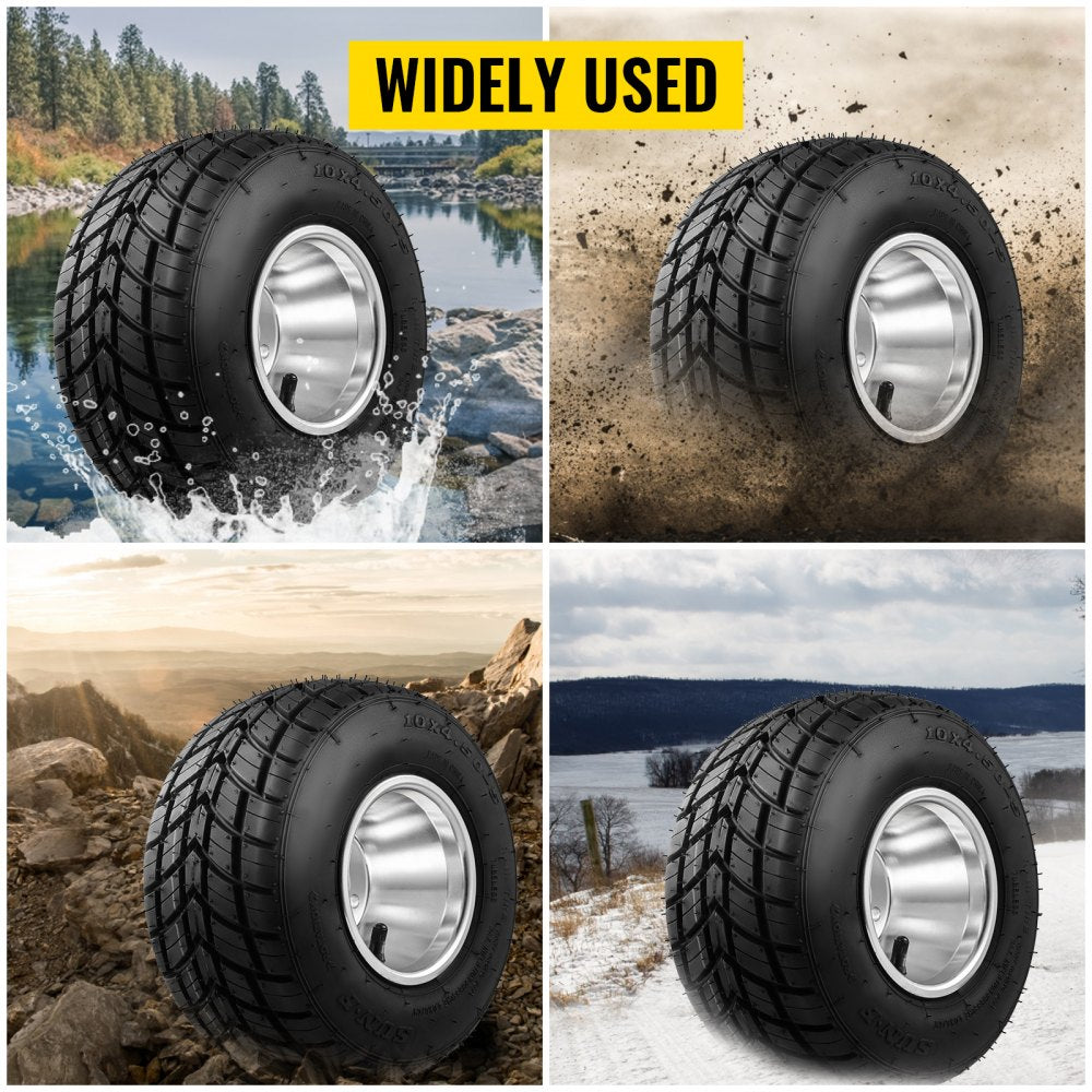 VEVOR Go Kart Tires and Rims 4pcs, Go Cart Wheels and Tires 10"x 4.50" Front, 11"x 6.0" Rear HUB- Rim fit Bolt pattern 58mm with 3hole 