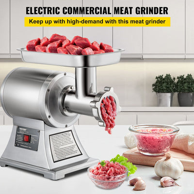 VEVOR 1.5HP 1100W Meat Grinder Stainless Steel 220 RPM Electric Meat Grinder Commercial Grinder for Industrial and Home Use 