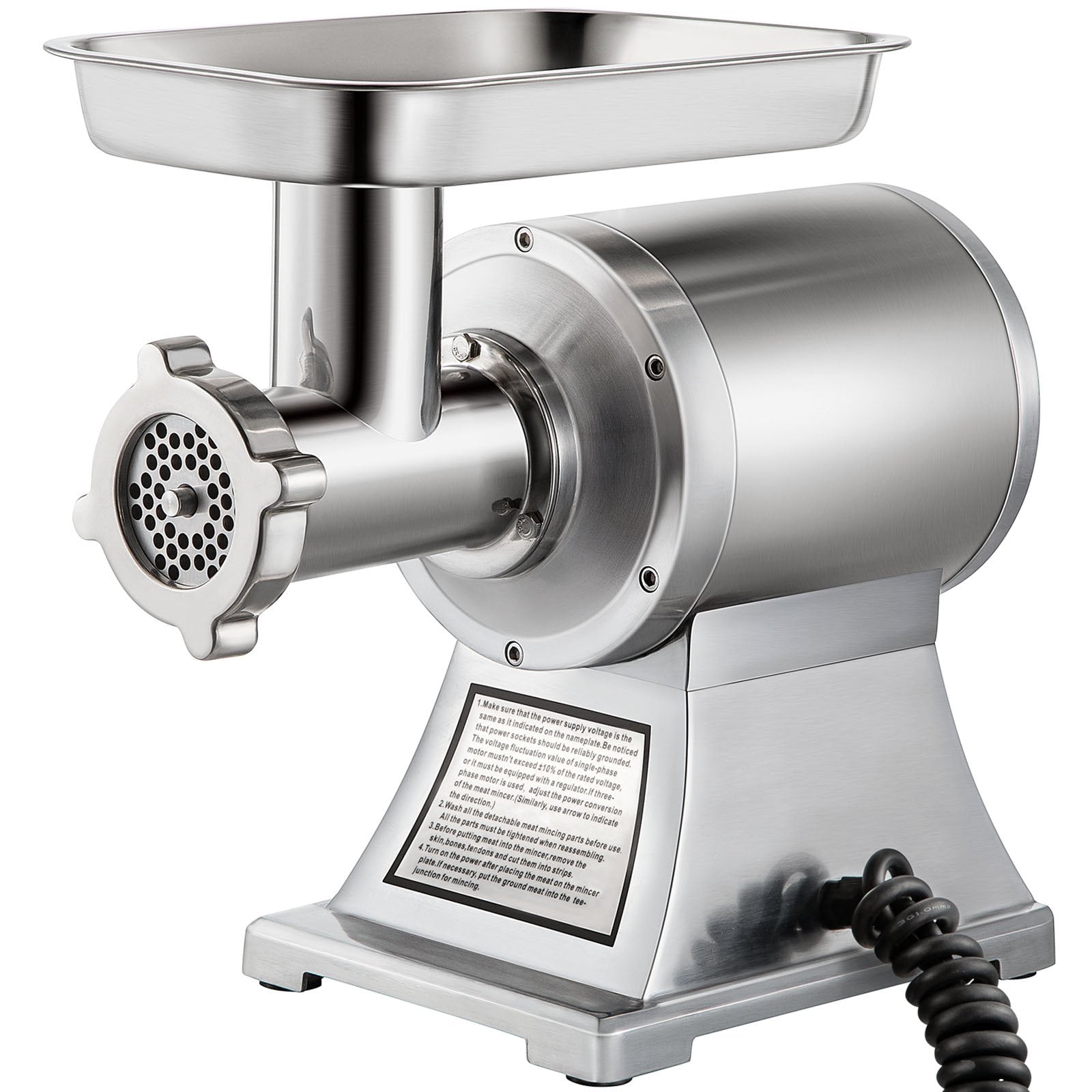 VEVOR 1.5HP 1100W Meat Grinder Stainless Steel 220 RPM Electric Meat Grinder Commercial Grinder for Industrial and Home Use 