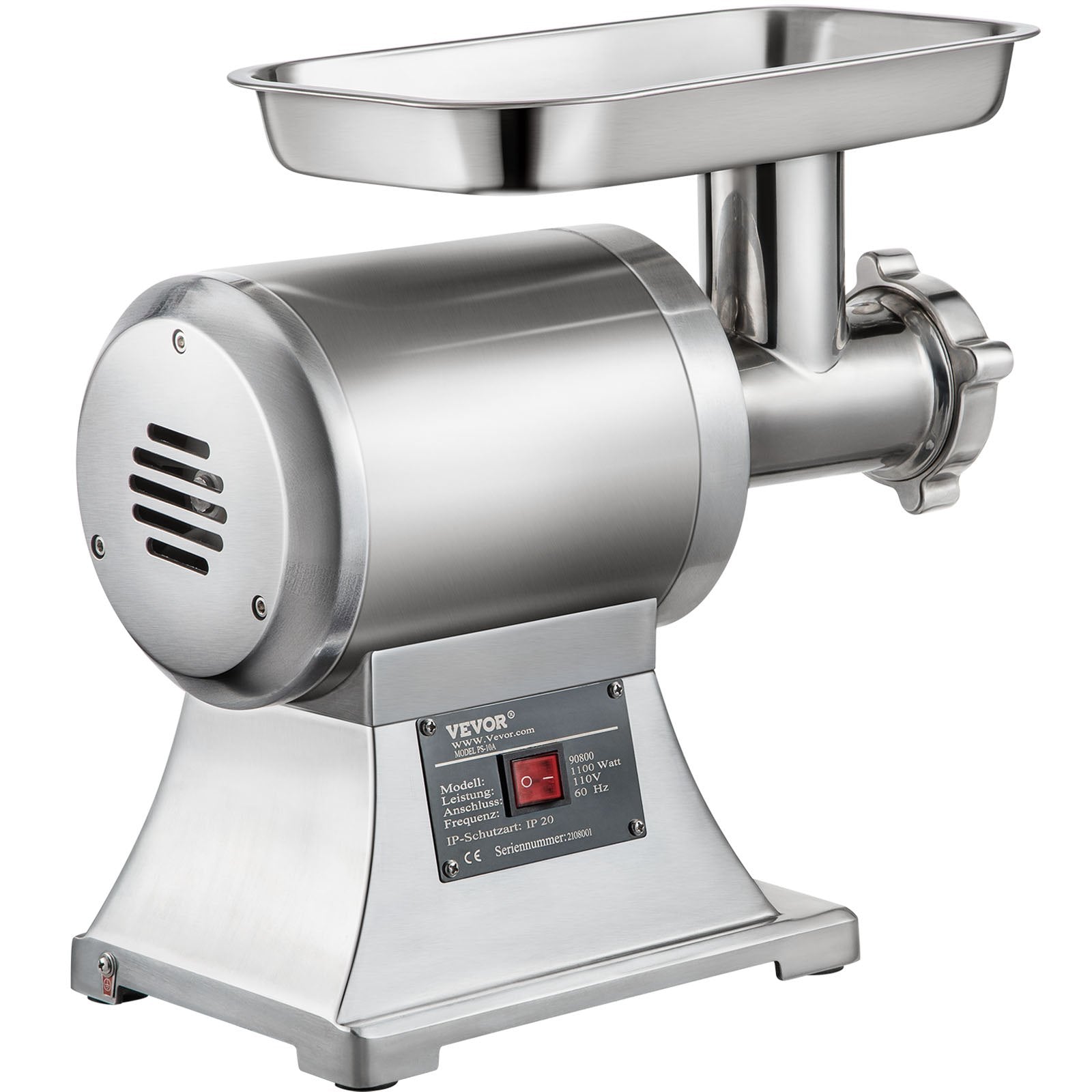 VEVOR 1.5HP 1100W Meat Grinder Stainless Steel 220 RPM Electric Meat Grinder Commercial Grinder for Industrial and Home Use 