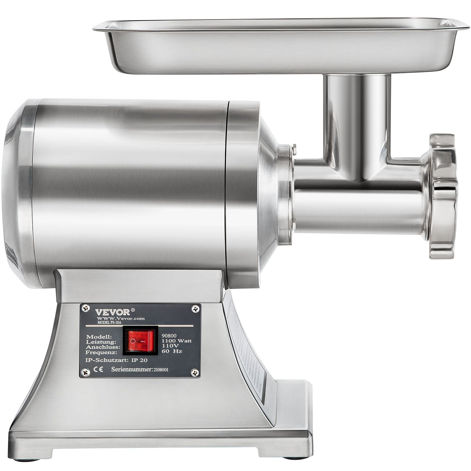 VEVOR 1.5HP 1100W Meat Grinder Stainless Steel 220 RPM Electric Meat Grinder Commercial Grinder for Industrial and Home Use 