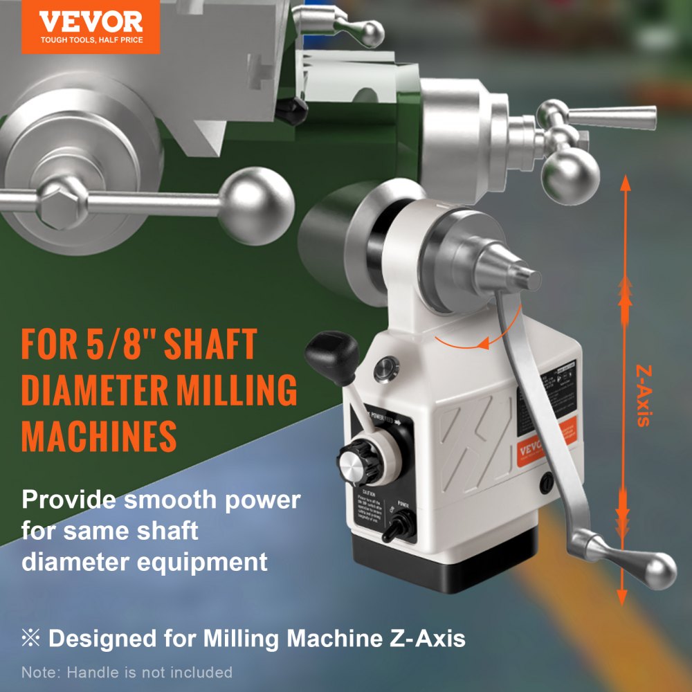 VEVOR Z-Axis Power Feed for Milling Machine, 450 in-lb Torque, 0-200RPM Adjustable Rotate Speed 120V Power Table Feed Mill Feeder, for Bridgeport Some Knee Type Mills with a 5/8" End Shaft Diameter 
