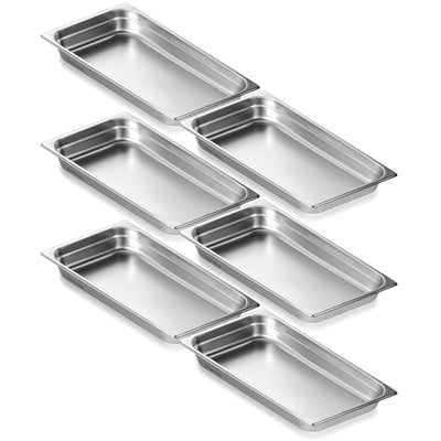 VEVOR 6 Pack Hotel Pans, Full Size Anti-Jam Steam Pan, 0.8mm Thick Stainless Steel Restaurant Steam Table Pan, 2.5-Inch Deep Commercial Table Pan, Catering Storage Food Pan, for Industrial & Scientifi 