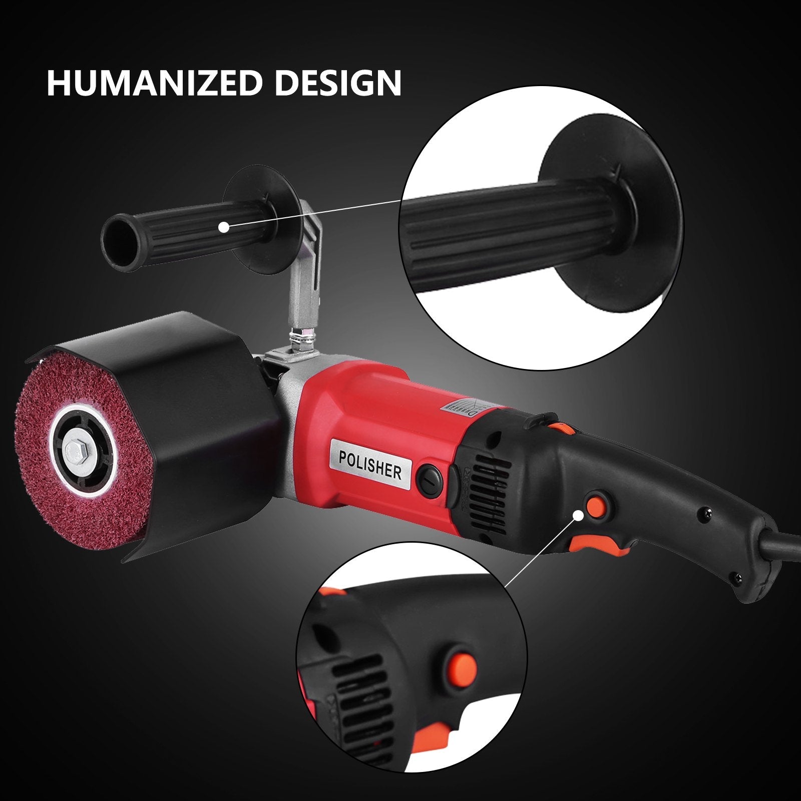 VEVOR 1200W Burnishing Polishing Machine 500-3000 RPM Handle Polishing Machine 110V Wheel Polisher Sander Wire Drawing Machine with 1 Wheel (1200W) 