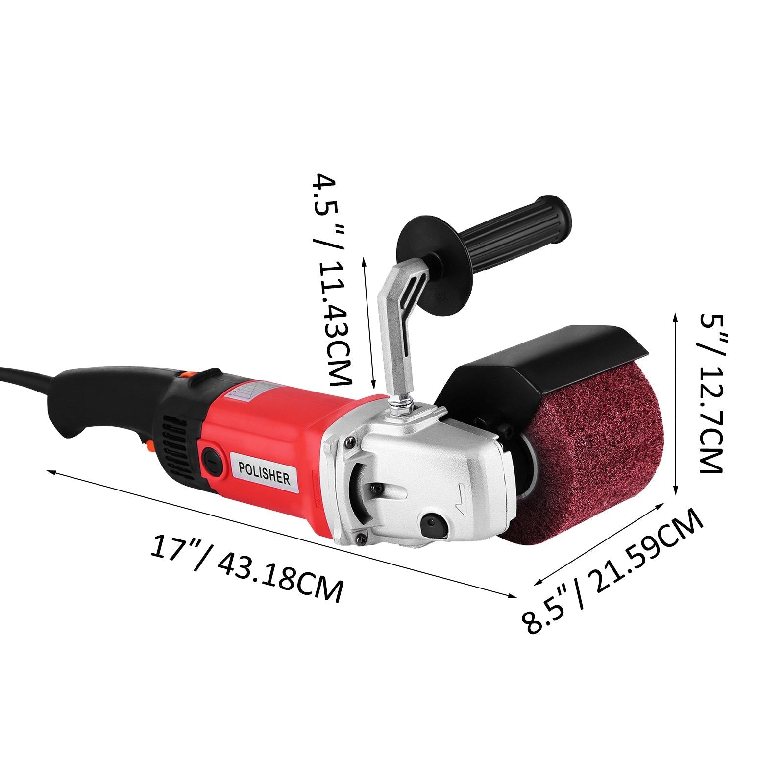 VEVOR 1200W Burnishing Polishing Machine 500-3000 RPM Handle Polishing Machine 110V Wheel Polisher Sander Wire Drawing Machine with 1 Wheel (1200W) 
