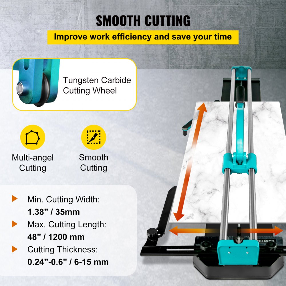 VEVOR Manual Tile Cutter 47 Inch Tile Cutter Machine for Large Tiles Handyman Ceramic Adjustable Professional Manual Tile Cutter Hand Tool (47 Inch) 