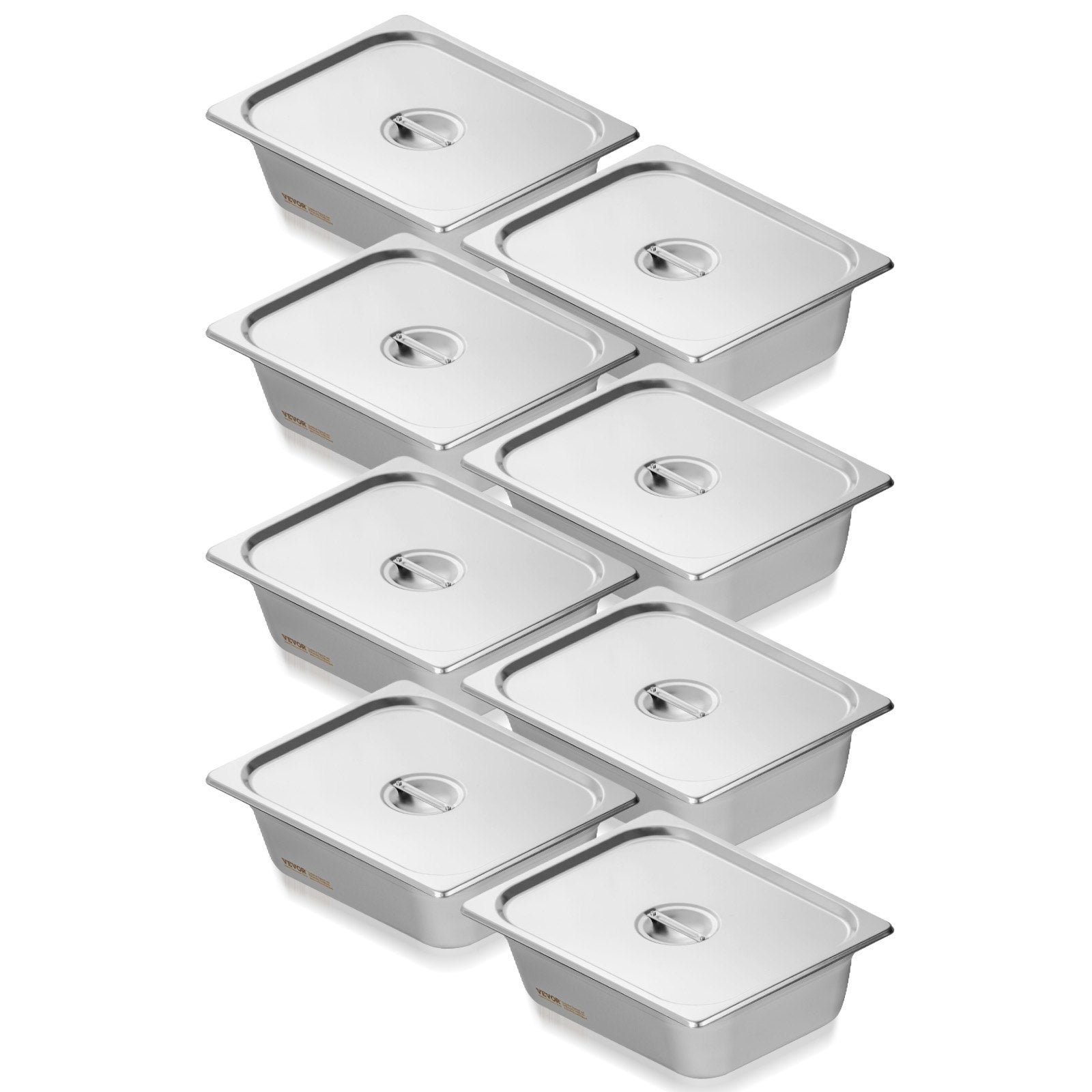VEVOR 8 Pack Hotel Pans, 1/2 Size Anti-Jam Steam Pan with Lid, 0.8mm Thick Stainless Steel Steam Table Pan, 4-Inch Deep Commercial Table Pan, Catering Storage Food Pan, for Industrial & Scientific 