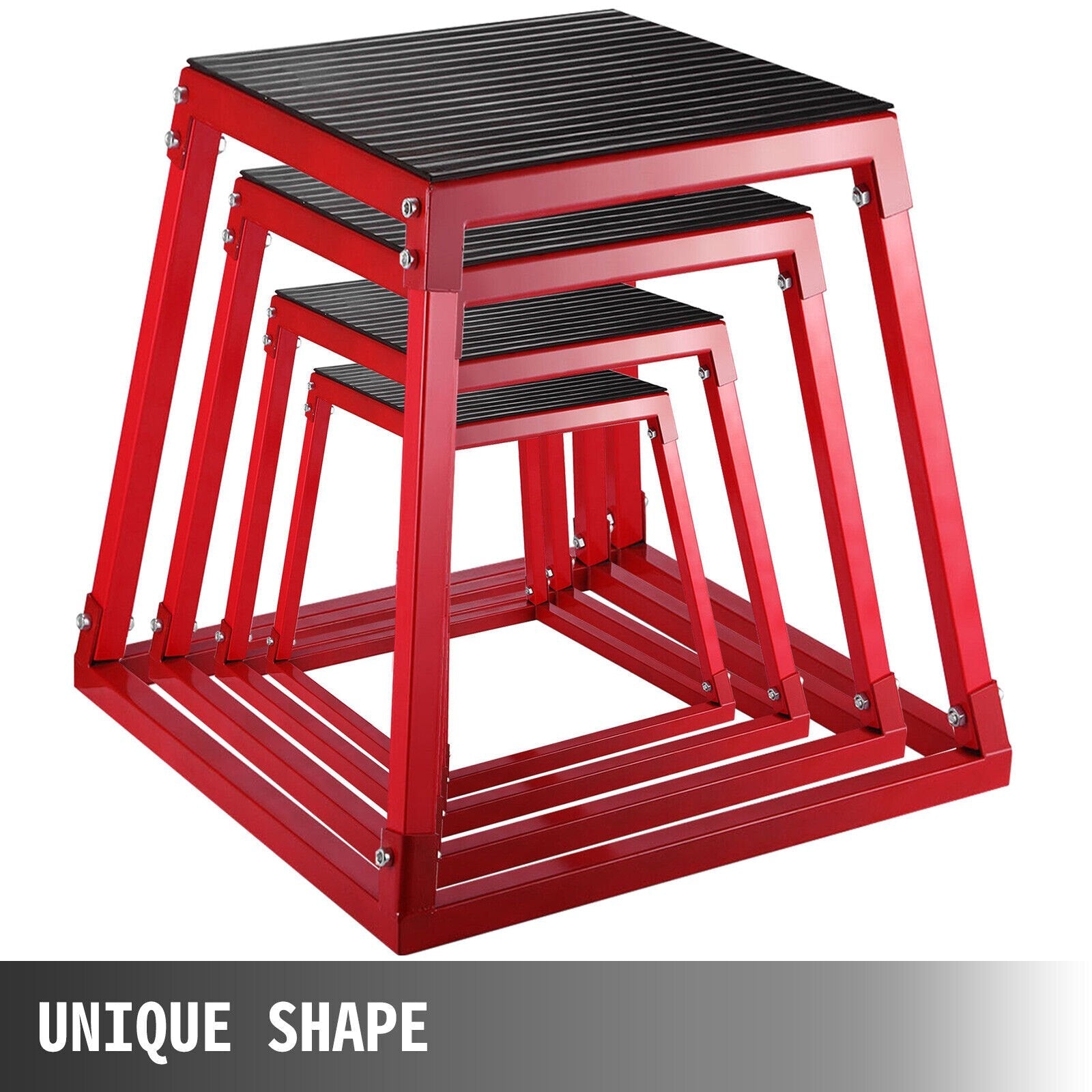 VEVOR Plyometric Box Set?12 Inch Plyometric Platform and Jumping Agility Box Set,Red Plyometric Platform ,for Jump Exercise Fit Training & Crossfit & Conditioning 