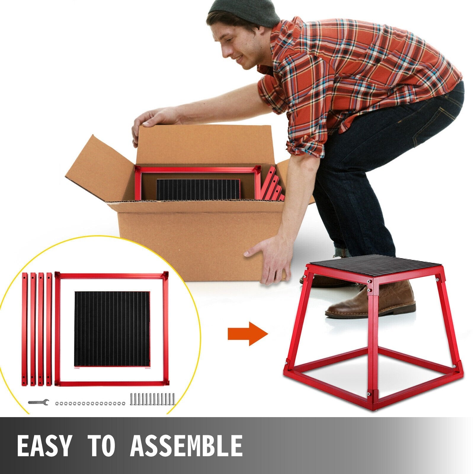 VEVOR Plyometric Box Set?12 Inch Plyometric Platform and Jumping Agility Box Set,Red Plyometric Platform ,for Jump Exercise Fit Training & Crossfit & Conditioning 