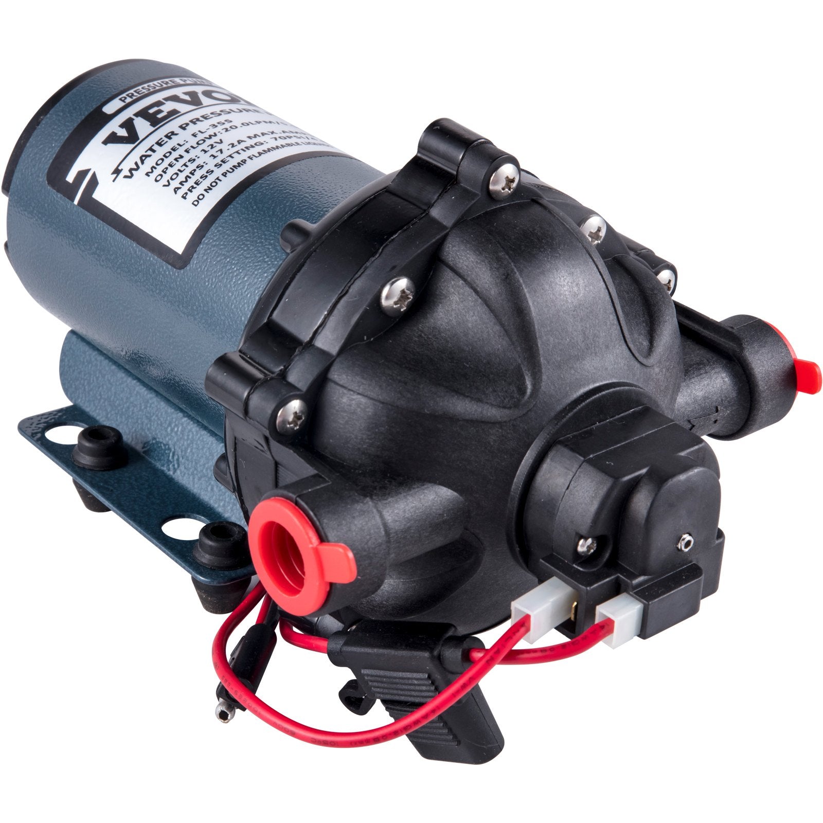 VEVOR RV Water Pump 5.3 GPM 5.5 Gallons Per Minute 12V Water Pump Automatic 70 PSI Diaphragm Pump with 25 Foot Coiled Hose Washdown Pumps for Boats Caravan Rv Marine Yacht 