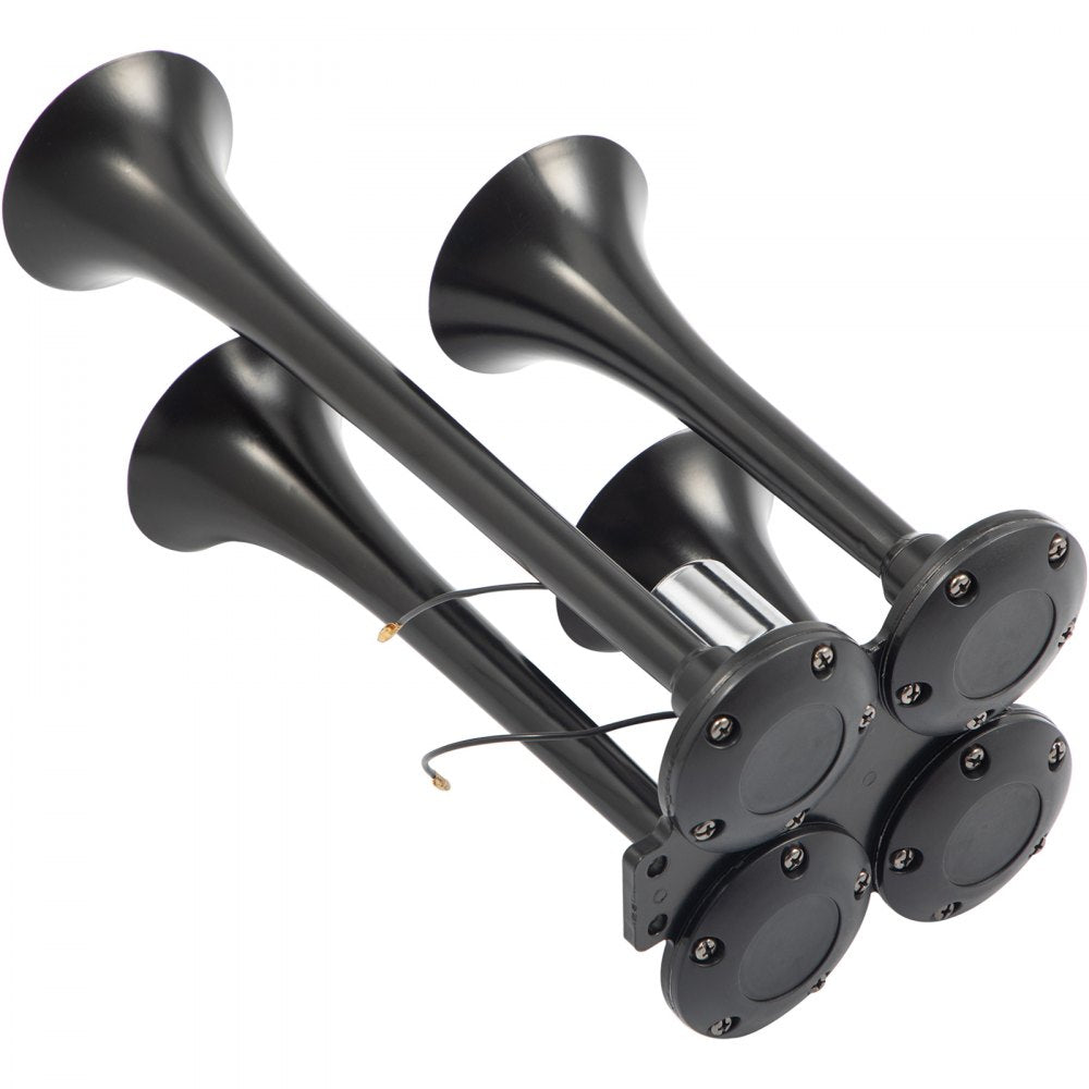 VEVOR 150DB Train Horns Kit for Trucks Super Loud with 120 PSI 12V Air Compressor 4 Trumpet Air Horn Compressor Tank For Any Vehicle Trucks Car Jeep Or SUV (Black) 