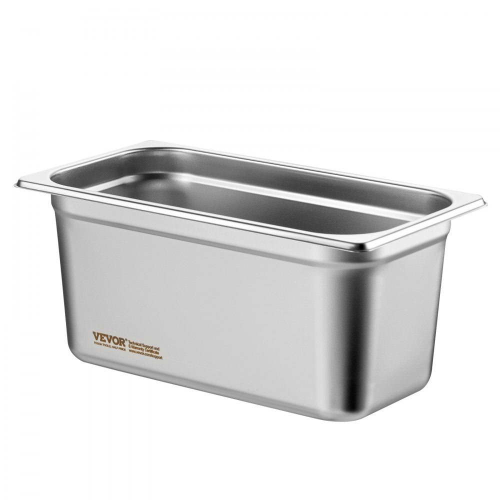 VEVOR 8 Pack Hotel Pans, 1/3 Size Anti-Jam Steam Pan with Lid, 0.8mm Thick Stainless Steel Steam Table Pan, 6-Inch Deep Commercial Table Pan, Catering Storage Food Pan, for Industrial & Scientific 