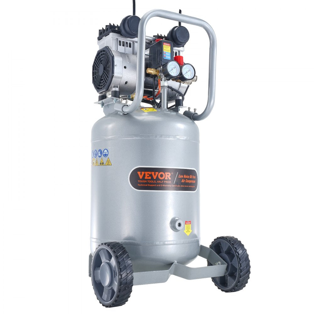 VEVOR 13 Gallon Air Compressor, 2HP 4.6 SCFM@90PSI Oil Free Air Compressor Tank with 125PSI Max Pressure, 66dB Ultra Quiet Compressor for Tire Inflation, Auto Repair, Spray Painting, Woodwork Nailing 