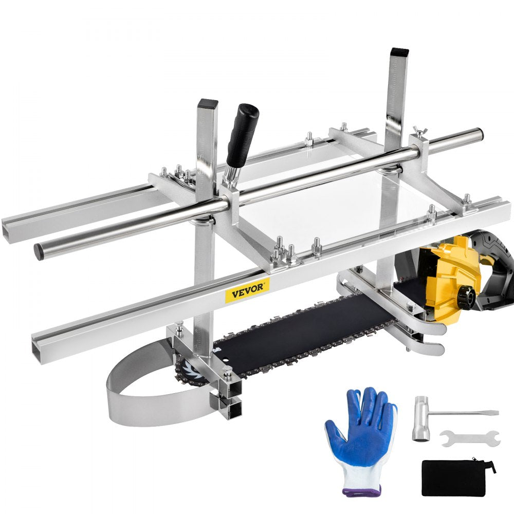 VEVOR Chainsaw Mill Attachment 14-24 Inch Portable Chain Saw Mill Aluminum Steel Chainsaw Milling Planking Welding Saw Mill  Planking Lumber Cutting Bar for Homeowners Woodworkers 