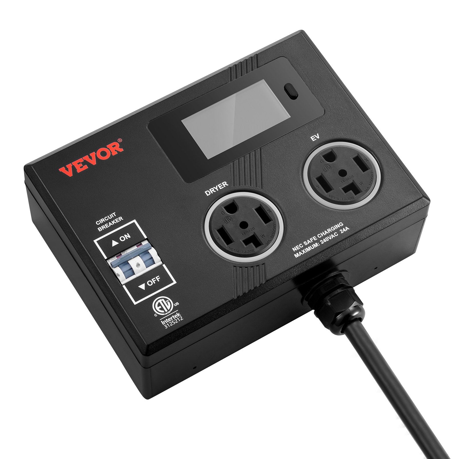 VEVOR NEMA Splitter for Dryer and EV NEMA 14-30P 2x 14-30R 3.4'' LCD Screen ETL 