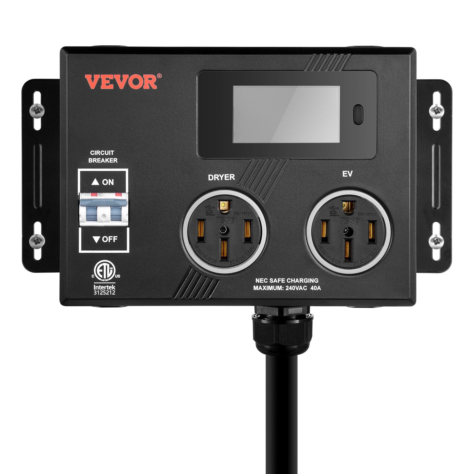 VEVOR NEMA Splitter for Dryer and EV NEMA 14-50P 2x 14-50R 3.4'' LCD Screen ETL 