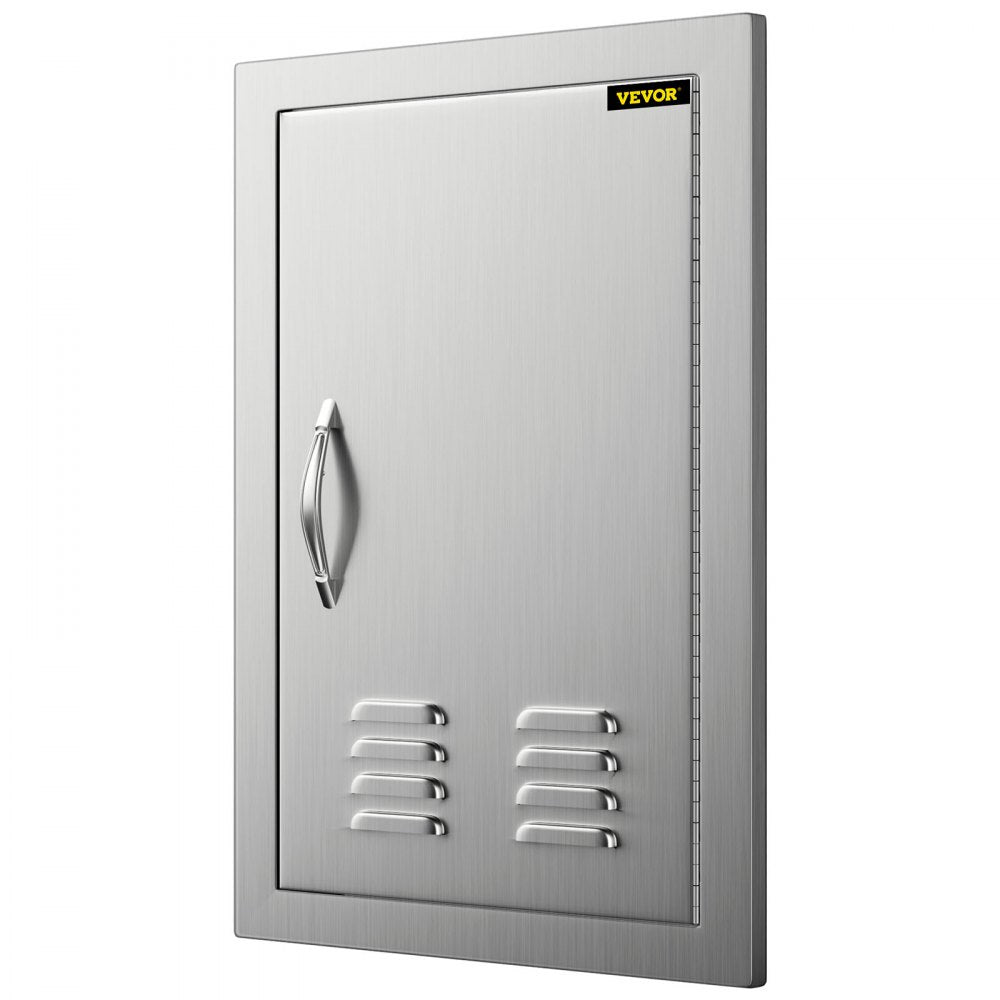 VEVOR Outdoor Kitchen 14W x 20H Inch Wall Construction Stainless Steel Flush Mount for BBQ Island, Single Door with Vents 