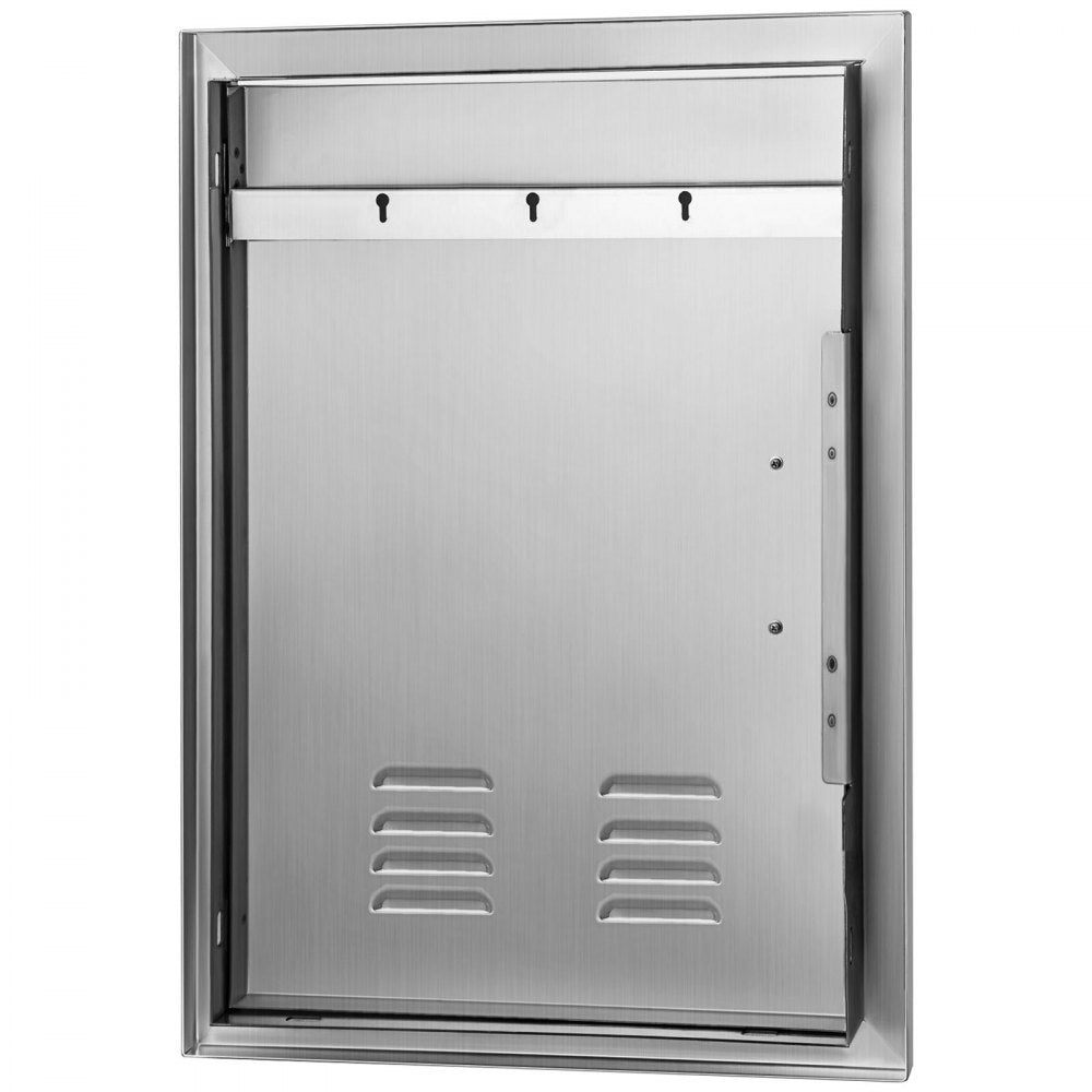 VEVOR Outdoor Kitchen 14W x 20H Inch Wall Construction Stainless Steel Flush Mount for BBQ Island, Single Door with Vents 