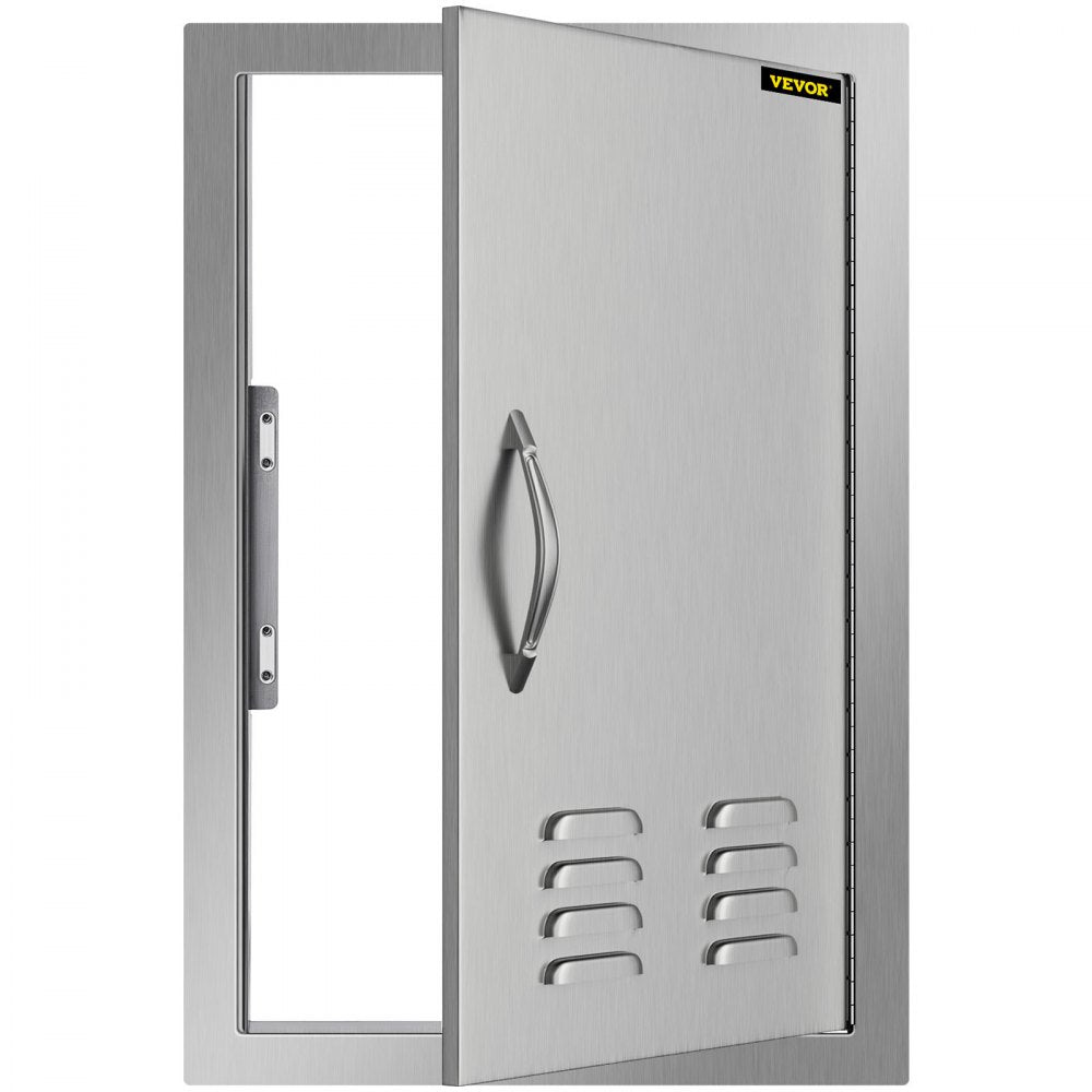VEVOR Outdoor Kitchen 14W x 20H Inch Wall Construction Stainless Steel Flush Mount for BBQ Island, Single Door with Vents 