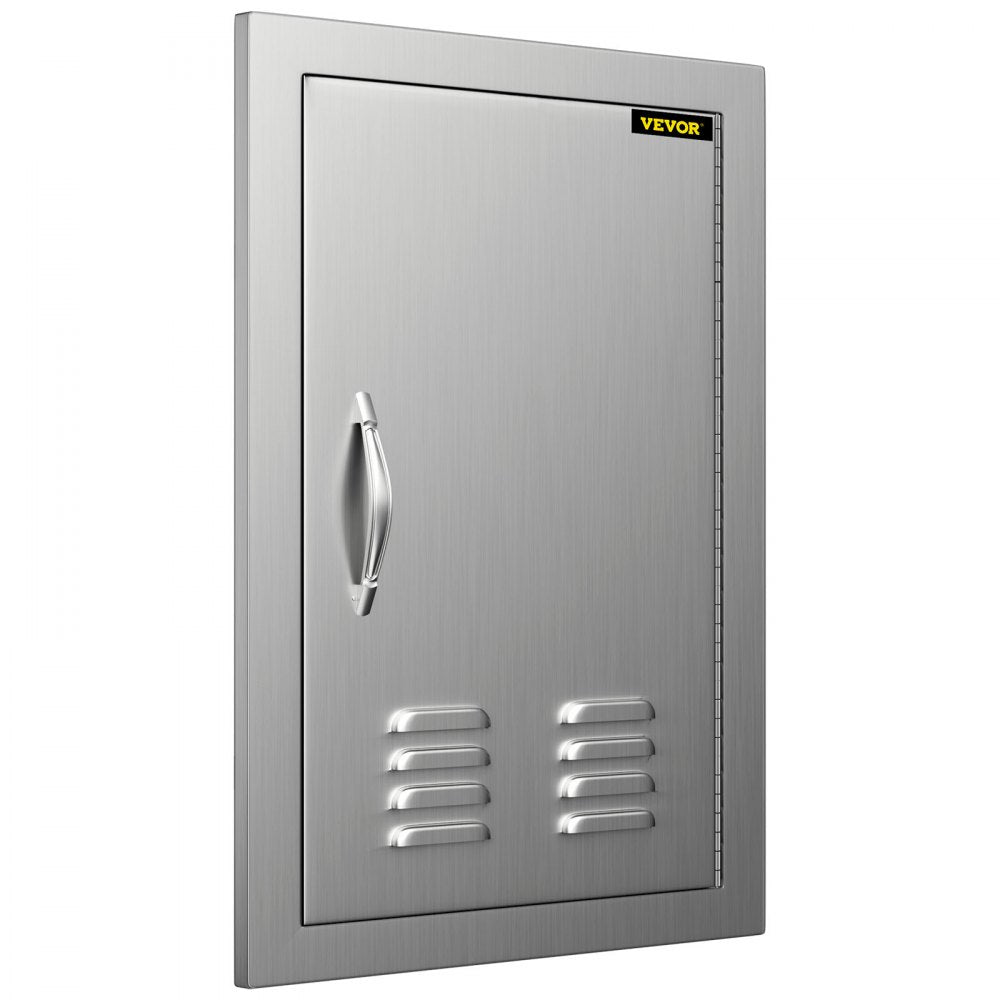 VEVOR Outdoor Kitchen 14W x 20H Inch Wall Construction Stainless Steel Flush Mount for BBQ Island, Single Door with Vents 