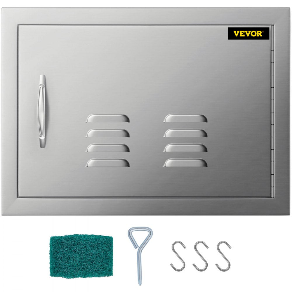 VEVOR 20W x 14H Inch BBQ Access Single Door with Vents Horizontal BBQ Island Door Stainless Steel Outdoor Kitchen Doors for Commercial BBQ Grid 