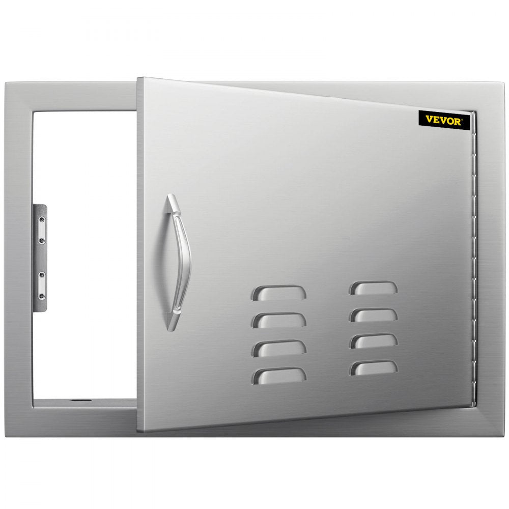 VEVOR 20W x 14H Inch BBQ Access Single Door with Vents Horizontal BBQ Island Door Stainless Steel Outdoor Kitchen Doors for Commercial BBQ Grid 