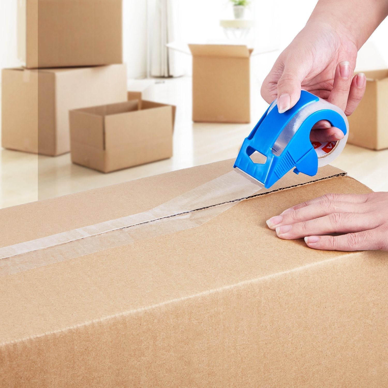 VEVOR Packing Tape 6 Rolls 25 Yards Clear Shipping Tape with Dispenser 2.7 Mil 