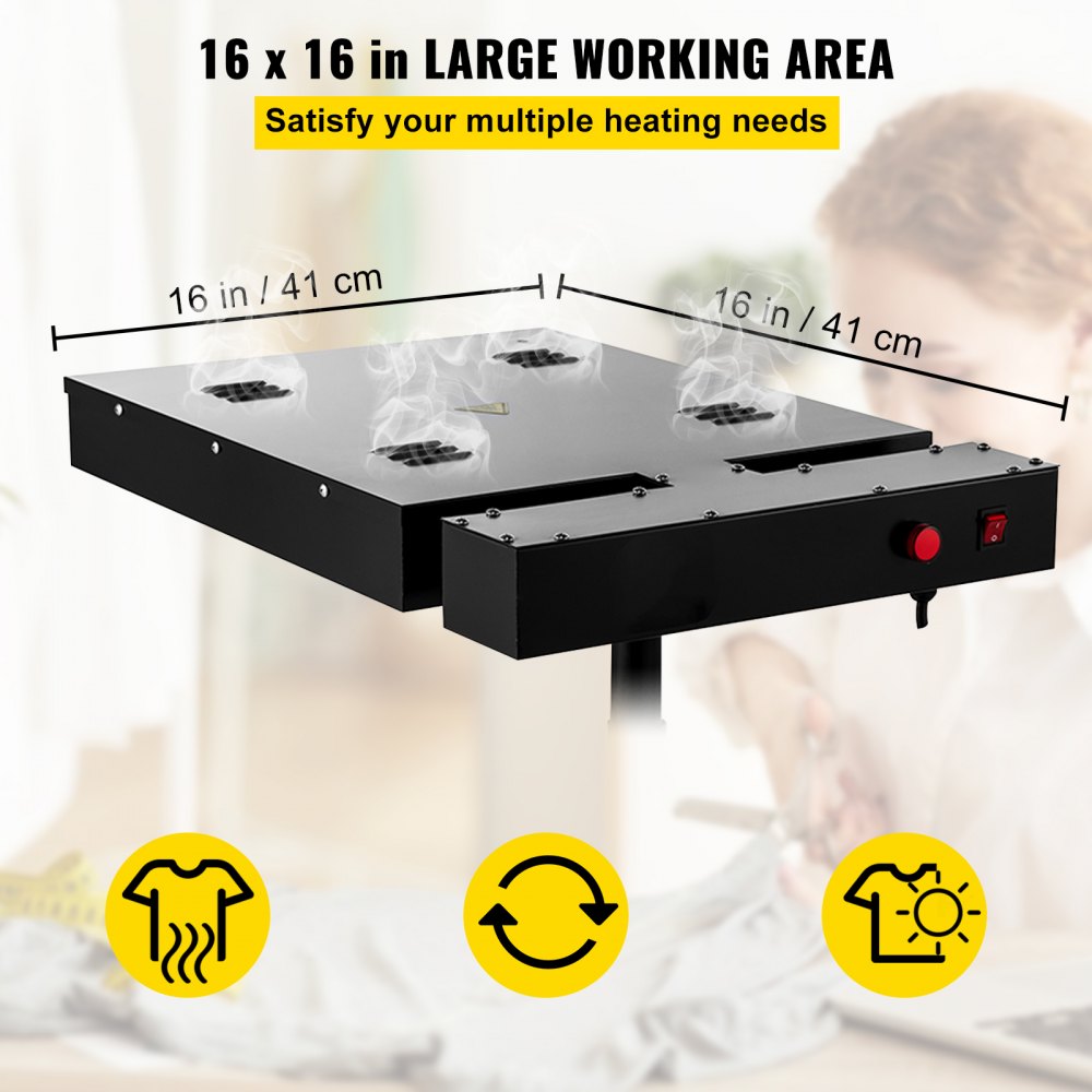VEVOR Flash Dryer 16x16Inch Electrical Control Box Flash Dryer for Screen Printing Adjustable Stand Screen Printing Dryer T-Shirt Curing Machine (16x16Inch Electrical Control Box) 