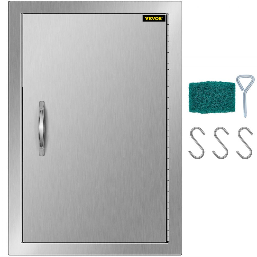 VEVOR BBQ Access Door 17W x 24H Inch, Vertical Single BBQ Door Stainless Steel, Outdoor Kitchen Doors for BBQ Island, Grill Station, Outdoor Cabinet 