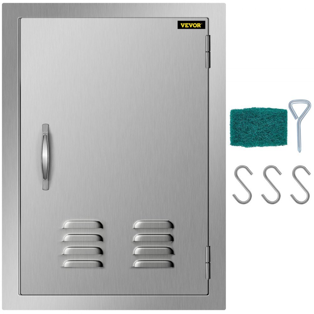 VEVOR BBQ Access Door 17 x 24 Inch Vertical Island Door with Vents Stainless Steel Single Access Door Flush Mount Outdoor Kitchen 