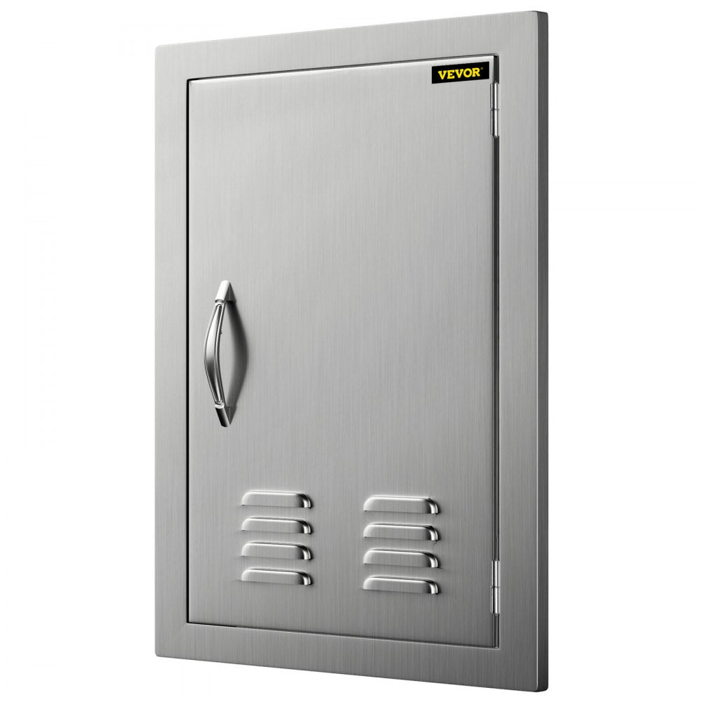 VEVOR BBQ Access Door 17 x 24 Inch Vertical Island Door with Vents Stainless Steel Single Access Door Flush Mount Outdoor Kitchen 