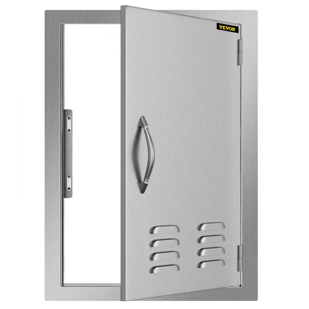 VEVOR BBQ Access Door 17 x 24 Inch Vertical Island Door with Vents Stainless Steel Single Access Door Flush Mount Outdoor Kitchen 