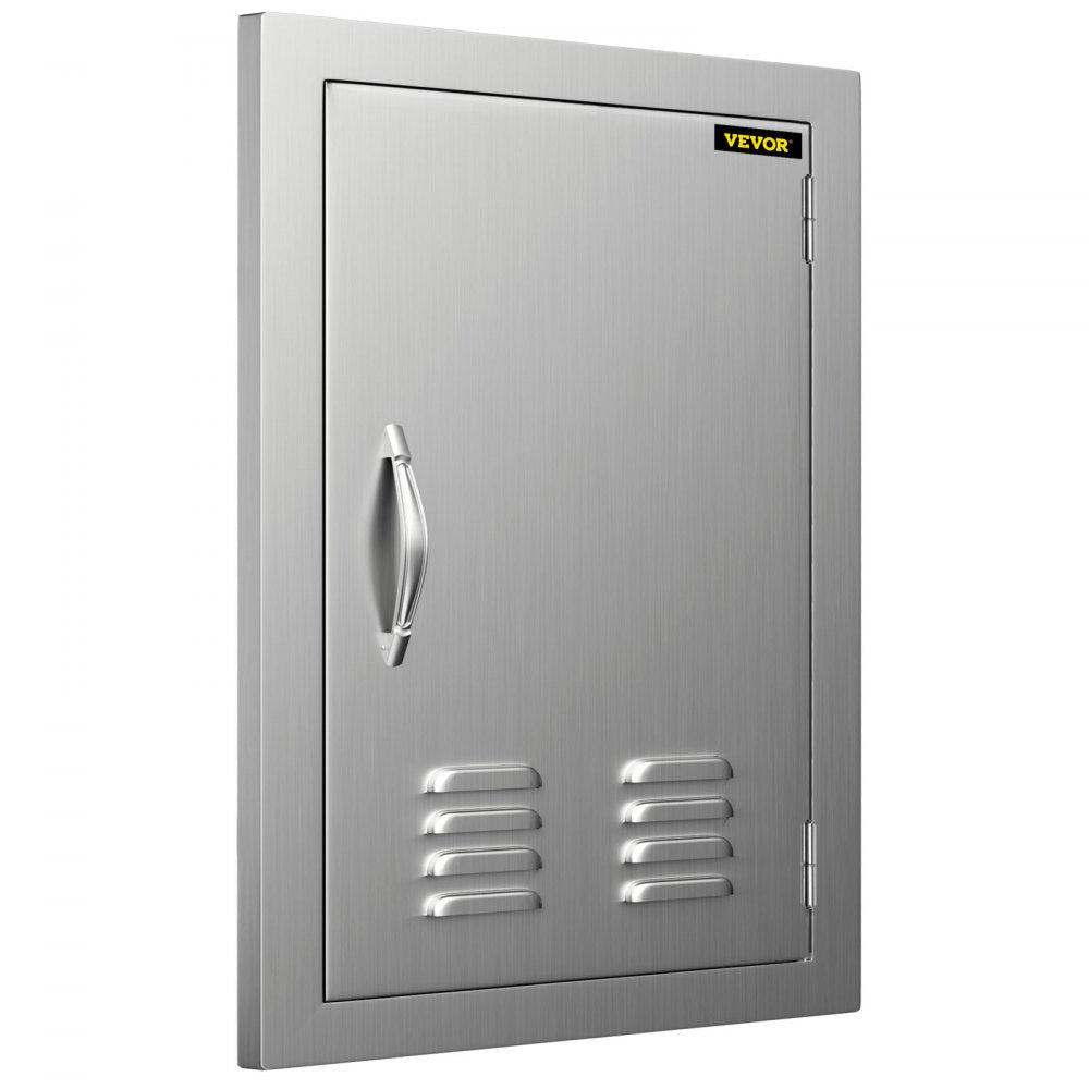 VEVOR BBQ Access Door 17 x 24 Inch Vertical Island Door with Vents Stainless Steel Single Access Door Flush Mount Outdoor Kitchen 