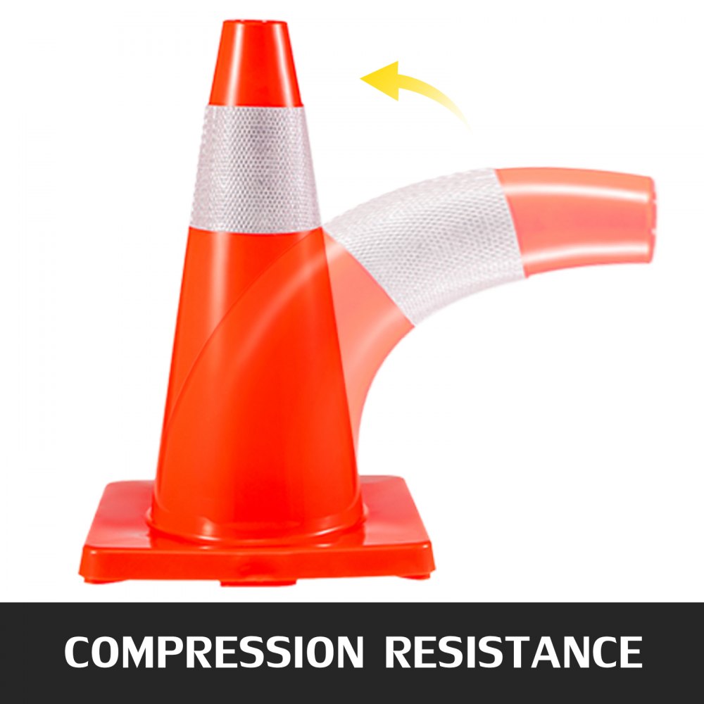 VEVOR 20Pack 18" Traffic Cones, Safety Road Parking Cones PVC Base, Orange Traffic Cone with Reflective Collars, Hazard Construction Cones for Home Traffic Parking 