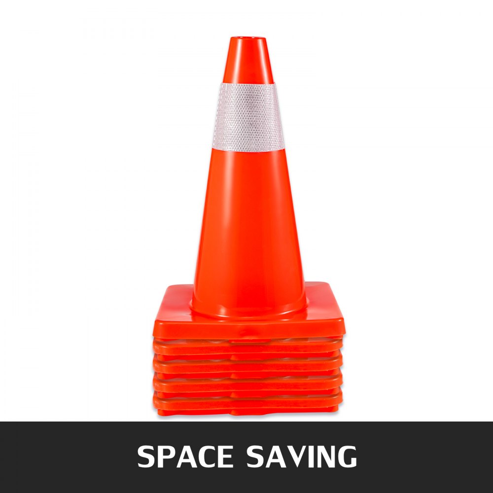 VEVOR 20Pack 18" Traffic Cones, Safety Road Parking Cones PVC Base, Orange Traffic Cone with Reflective Collars, Hazard Construction Cones for Home Traffic Parking 